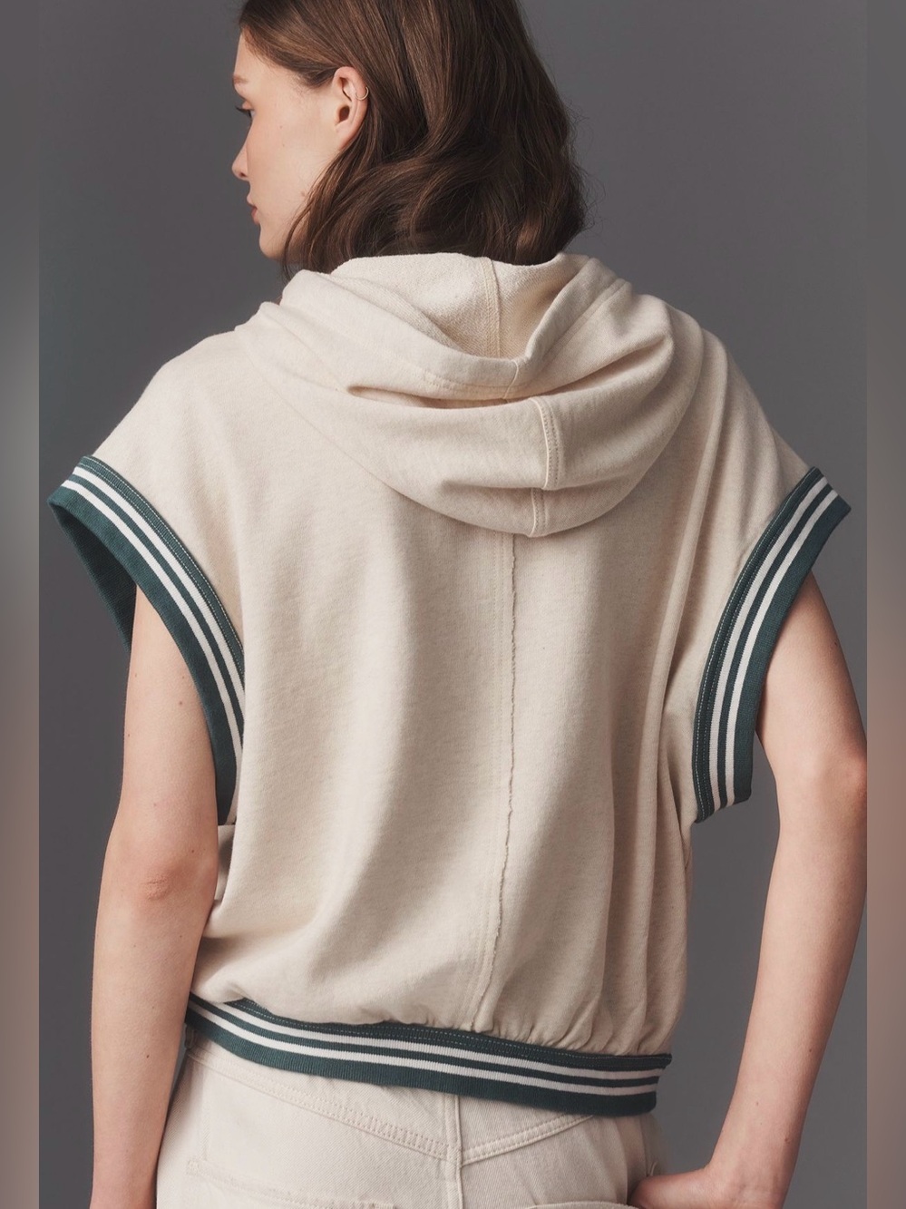 Pilcro Graphic Muscle Hoodie - Size Large - Ivory - Anthropologie NWT - Picture 3 of 4